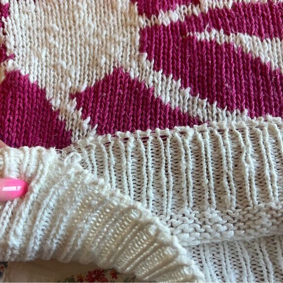 Ginenne Vintage Pink Blue Yellow Big Floral Knit Sweater Blouse S See Details - Picture 10 of 15